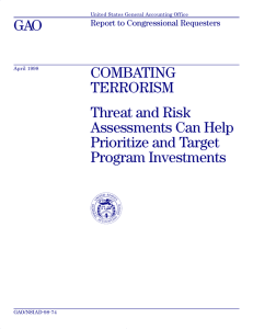 GAO COMBATING TERRORISM Threat and Risk