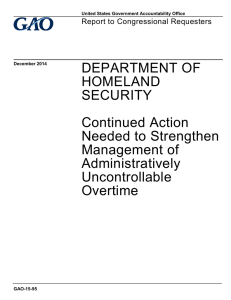DEPARTMENT OF HOMELAND SECURITY Continued Action