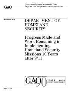 GAO DEPARTMENT OF HOMELAND SECURITY