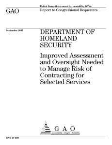 GAO DEPARTMENT OF HOMELAND SECURITY