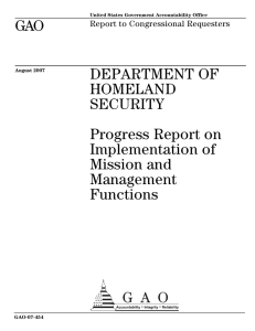 GAO DEPARTMENT OF HOMELAND SECURITY