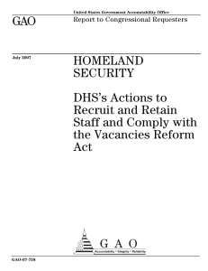 GAO HOMELAND SECURITY DHS’s Actions to