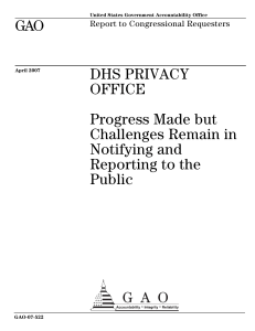 GAO DHS PRIVACY OFFICE Progress Made but