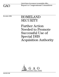 a GAO HOMELAND SECURITY