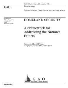 GAO HOMELAND SECURITY A Framework for Addressing the Nation's