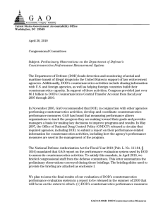 April 30, 2010 Congressional Committees Preliminary Observations on the Department of Defense’s
