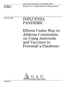 GAO INFLUENZA PANDEMIC Efforts Under Way to