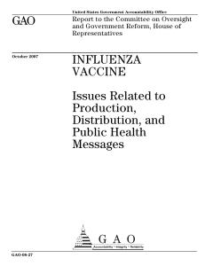 GAO INFLUENZA VACCINE Issues Related to