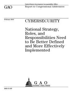 GAO CYBERSECURITY National Strategy, Roles, and
