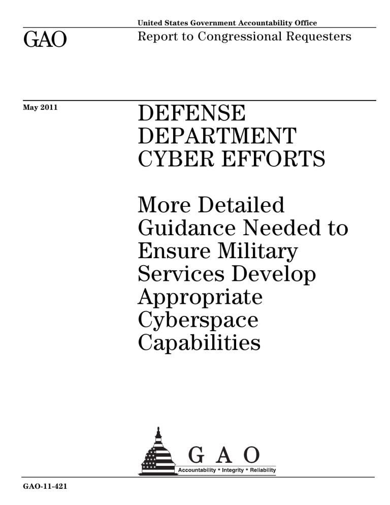 GAO DEFENSE DEPARTMENT CYBER EFFORTS