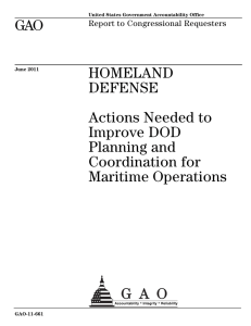 GAO HOMELAND DEFENSE Actions Needed to