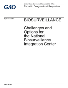 BIOSURVEILLANCE Challenges and Options for the National