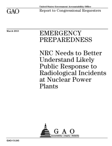 GAO EMERGENCY PREPAREDNESS NRC Needs to Better