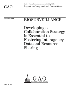 GAO BIOSURVEILLANCE Developing a Collaboration Strategy