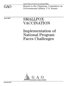 GAO SMALLPOX VACCINATION Implementation of
