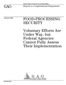 GAO FOOD-PROCESSING SECURITY Voluntary Efforts Are