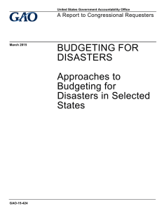 BUDGETING FOR DISASTERS  Approaches to