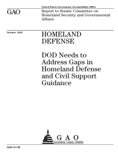 GAO HOMELAND DEFENSE DOD Needs to