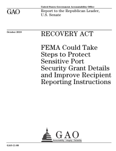 GAO RECOVERY ACT FEMA Could Take Steps to Protect