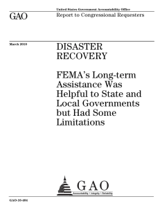 GAO DISASTER RECOVERY FEMA’s Long-term