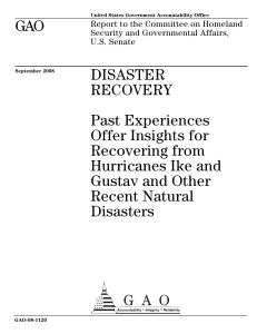 GAO DISASTER RECOVERY Past Experiences