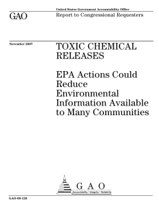 GAO TOXIC CHEMICAL RELEASES EPA Actions Could