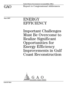 GAO ENERGY EFFICIENCY Important Challenges