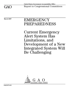 GAO EMERGENCY PREPAREDNESS Current Emergency