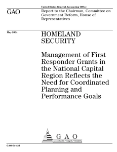 GAO HOMELAND SECURITY Management of First