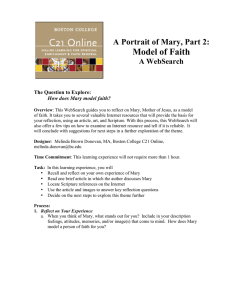 Model of Faith A Portrait of Mary, Part 2:  A WebSearch