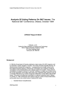 Analysis Of Voting Patterns On S&amp;T Issues: CPROST Report # 96-04