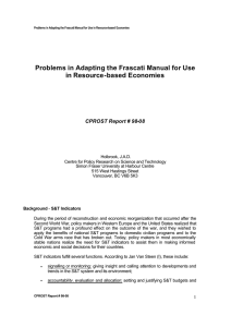 Problems in Adapting the Frascati Manual for Use in Resource-based Economies