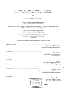 OUTSOURCING  IN  HIGH  VOLUME ELECTRONICS  MANUFACTURING