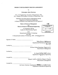 PRODUCT  DEVELOPMENT  PROCESS  ASSESSMENT by Christopher Albert Morrison B.A.,