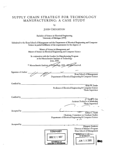 SUPPLY MANUFACTURING:  A  CASE  STUDY JOHN  CREIGHTON