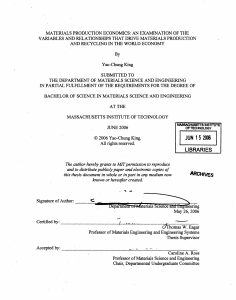 MATERIALS PRODUCTION ECONOMICS: AN EXAMINATION OF THE