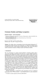 Frobenius Modules and Hodge Asymptotics Mathematical Physics Communications in