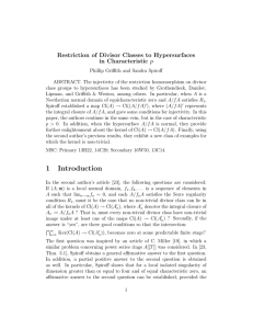 Restriction of Divisor Classes to Hypersurfaces in Characteristic p