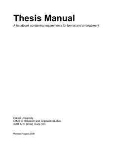 Thesis Manual A handbook containing requirements for format and arrangement  Drexel University