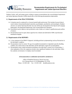 Documentation Requirements for Psychological Impairments and Autism Spectrum Disorders