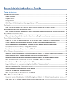 Table of Contents Research Administration Survey Results
