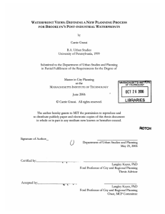 WATERFRONT VIEWS:  DEFINING  A NEW  PLANNING ... FOR BROOKLYN'S  POST-INDUSTRIAL  WATERFRONTS by Carrie  Grassi