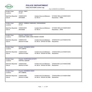 POLICE DEPARTMENT Clery Act Public Crime Log