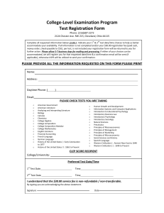 College-Level Examination Program Test Registration Form