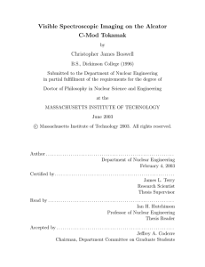 Visible Spectroscopic Imaging on the Alcator C-Mod Tokamak Christopher James Boswell