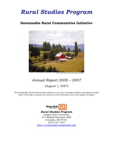 Rural Studies Program  Annual Report 2006 – 2007 Sustainable Rural Communities Initiative
