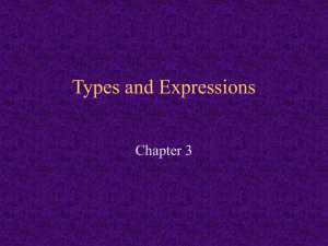 Types and Expressions Chapter 3