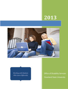 2013 Faculty Handbook Office of Disability Services Cleveland State University