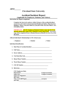 Accident/Incident Report Cleveland State University ARN#_______ (Applicable for Employees, Students, and Visitors)