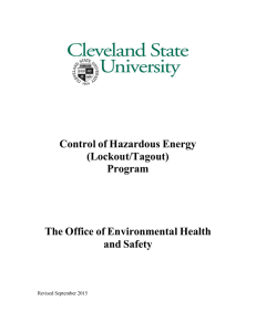Control of Hazardous Energy (Lockout/Tagout) Program